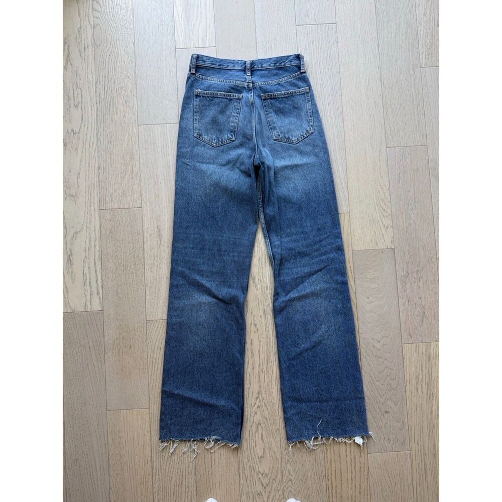 ZARA High Rise Wide Leg Jeans Women’s US 4 32" Inseam Blue Raw Hem Denim - Picture 4 of 5
